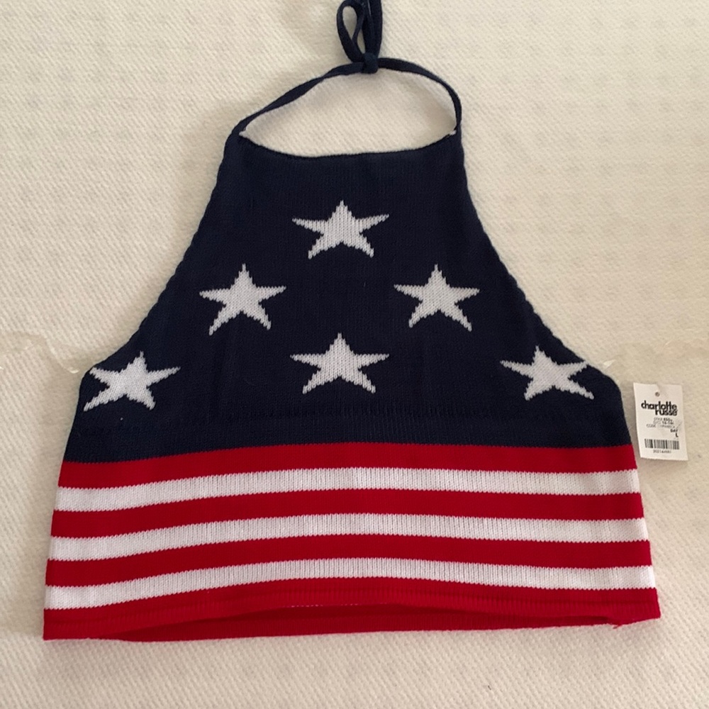 Stars and Stripes knit bib